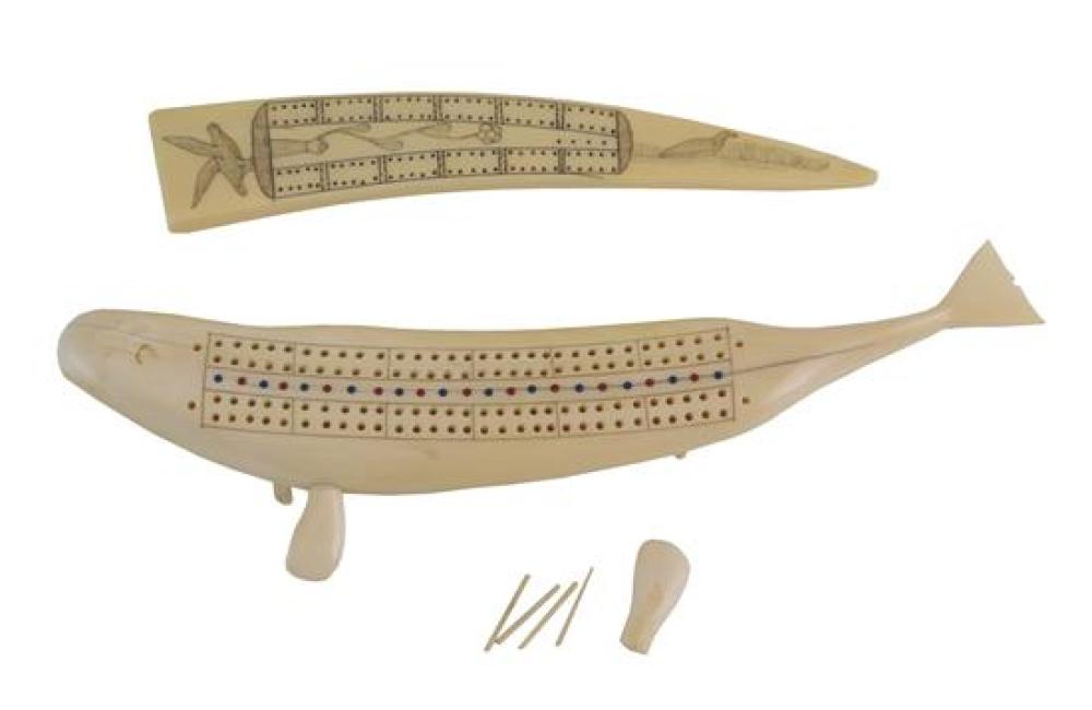 TWO CRIBBAGE BOARDS MADE FROM TUSK  31d05a