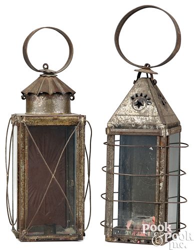 TWO TIN LANTERNS, 19TH C.Two tin lanterns,