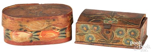 TWO PAINTED DRESSER BOXES 19TH 2faf0e9