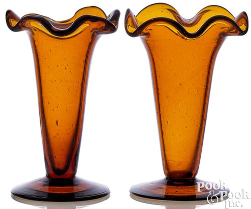 PAIR OF NEW JERSEY BLOWN AMBER 2faf1a4