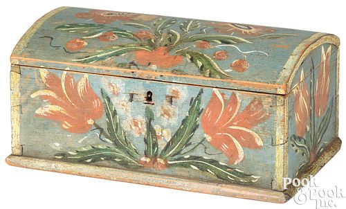 PAINTED PINE DOME LID BOX 19TH 2faf148