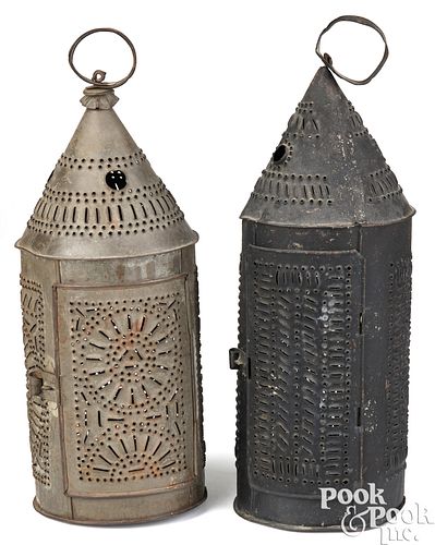 TWO PUNCHED TIN LANTERNS 19TH 2faf16f