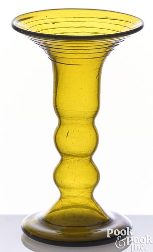 BLOWN YELLOW OLIVE GLASS VASE OR 2faf1ae