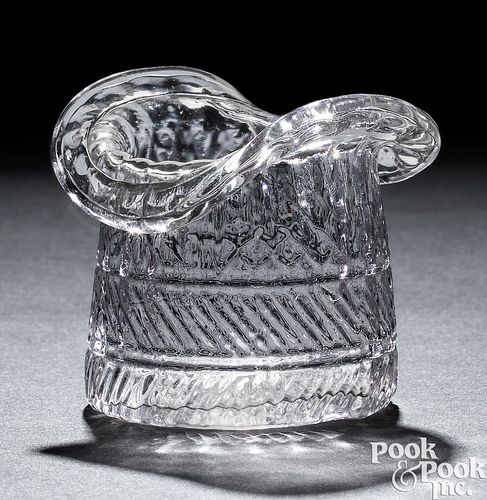 RARE BLOWN THREE-MOLD CLEAR GLASS HAT,