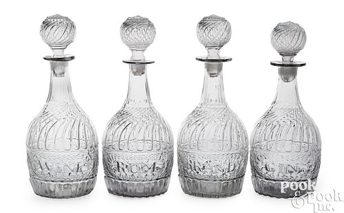 SET OF FOUR BLOWN CLEAR GLASS DECANTERSSet 2faf25f