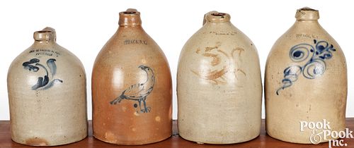 FOUR NEW YORK STONEWARE JUGS 19TH 2faf21f