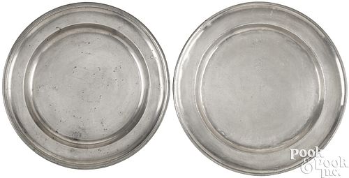 TWO RHODE ISLAND PEWTER CHARGERS  2faf22a