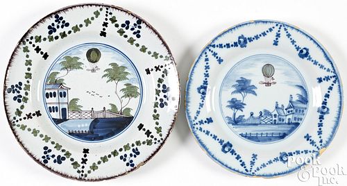 TWO ENGLISH DELFTWARE BALLOONING 2faf2af