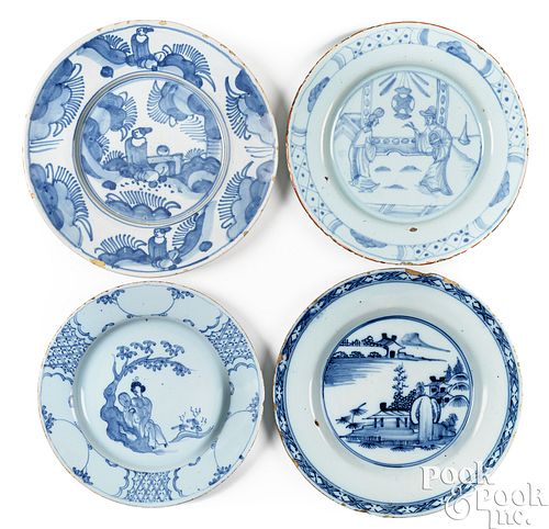 FOUR ENGLISH DELFTWARE PLATESFour 2faf27a