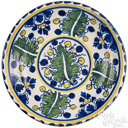 ENGLISH DELFTWARE BLUE DASH OAK LEAF