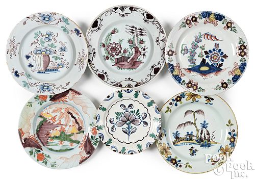 SIX ENGLISH DELFTWARE POLYCHROME 2faf284