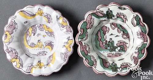 TWO DELFTWARE LOBED DISHES LONDON  2faf299