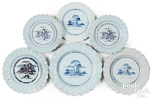 SIX SIMILAR DELFTWARE SCALLOPED 2faf2e2