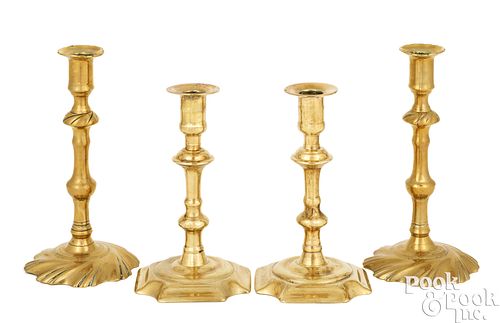 PAIR OF ENGLISH GEORGIAN BRASS CANDLESTICKSPair