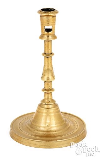 FLEMISH GOTHIC BRASS CANDLESTICK, CA.