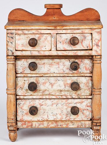 MINIATURE PAINTED PINE CHEST OF 2faf3f4