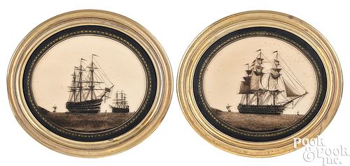 PAIR OF REVERSE PAINTED NAUTICAL 2faf439