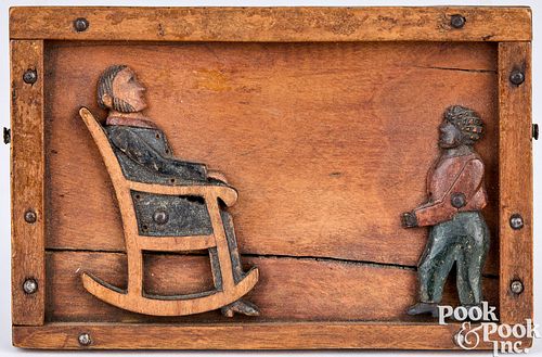 FOLK ART CARVED AND PAINTED PLAQUE  2faf423
