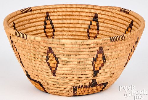 YOKUTS INDIAN POLYCHROMED BASKET, EARLY