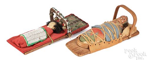 TWO PLAINS INDIAN DOLL AND CRADLEBOARDS  2faf488