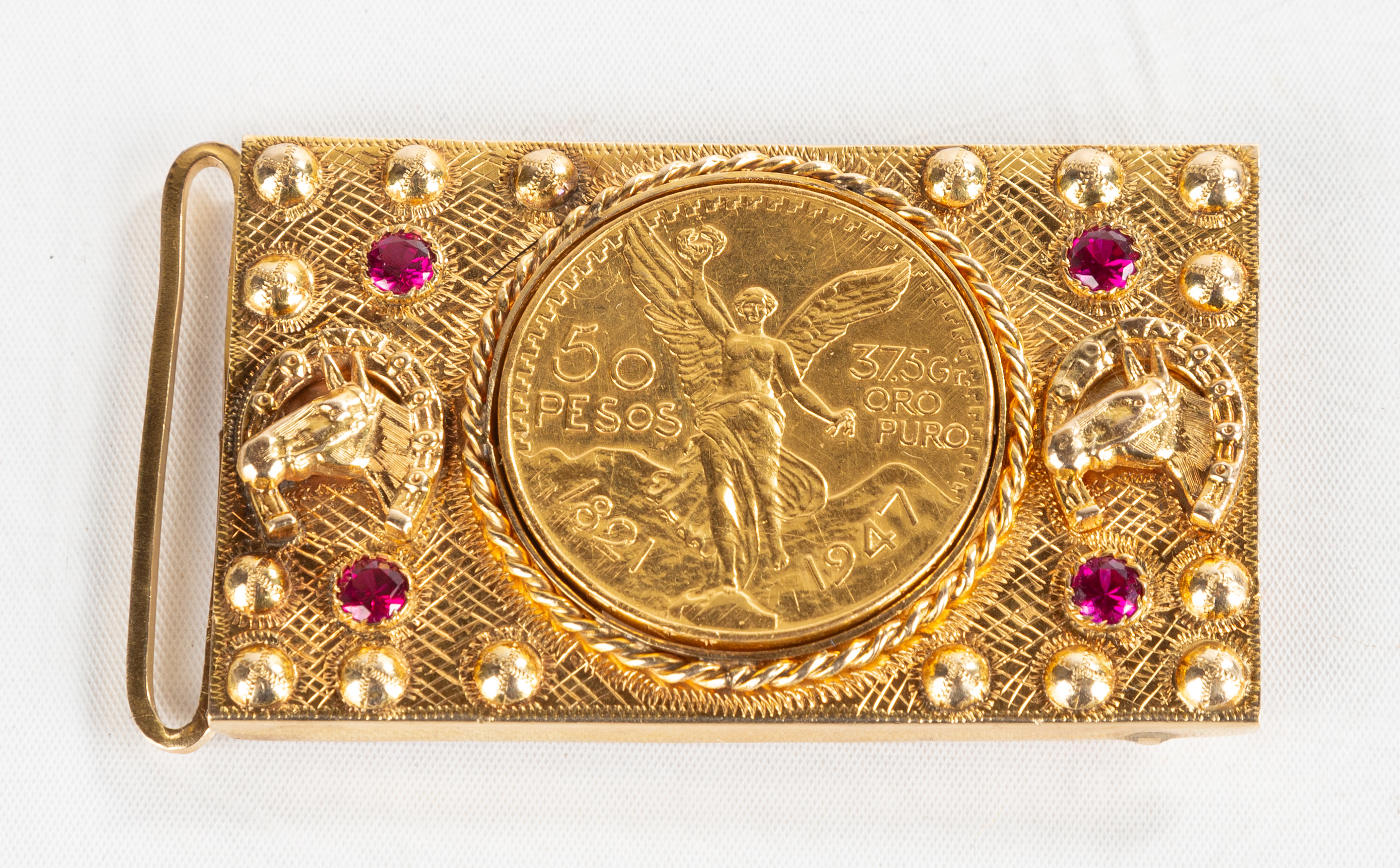 MEXICAN GOLD BELT BUCKLE WITH 50 2faf5ef