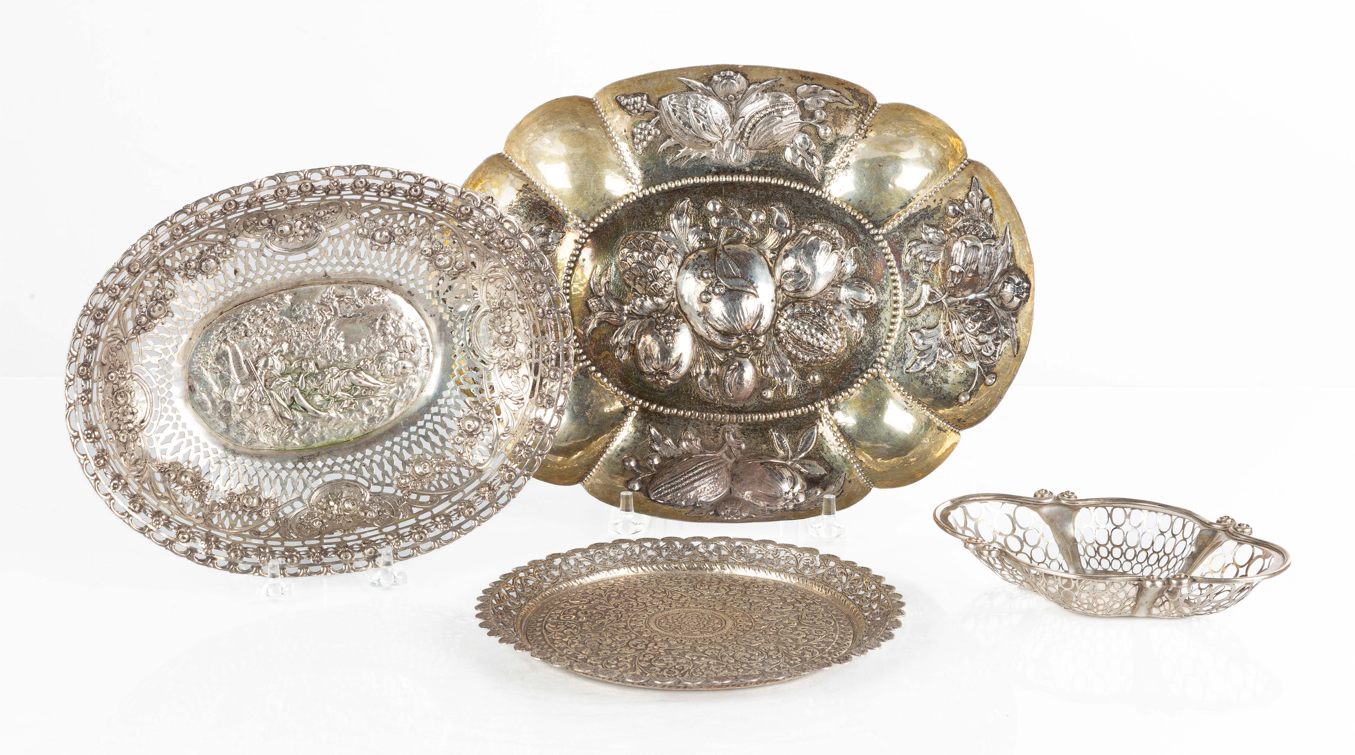REPOUSSE SILVER TRAYS 19th century  2faf5af