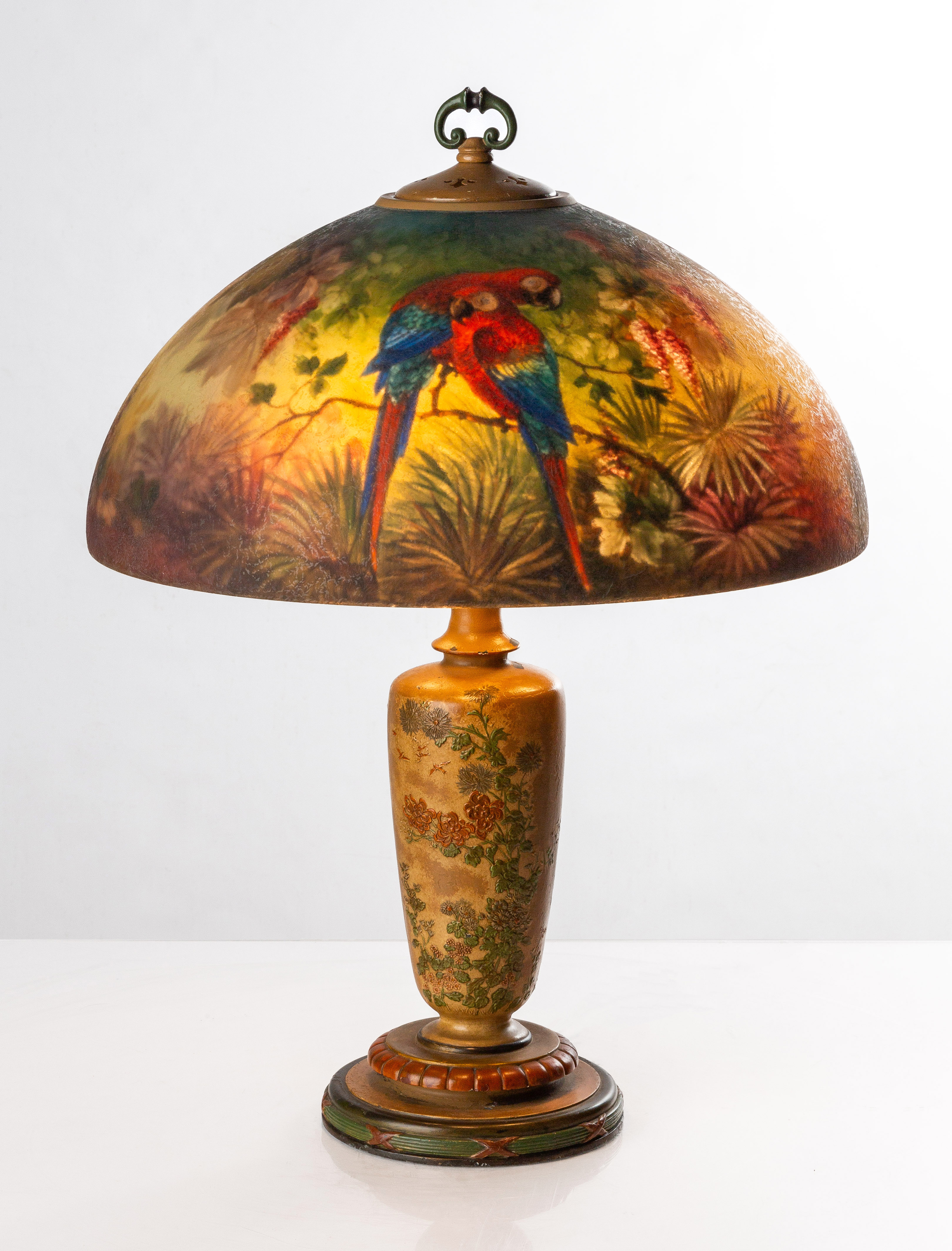HANDEL JUNGLE BIRD LAMP Circa 1910  2faf62c