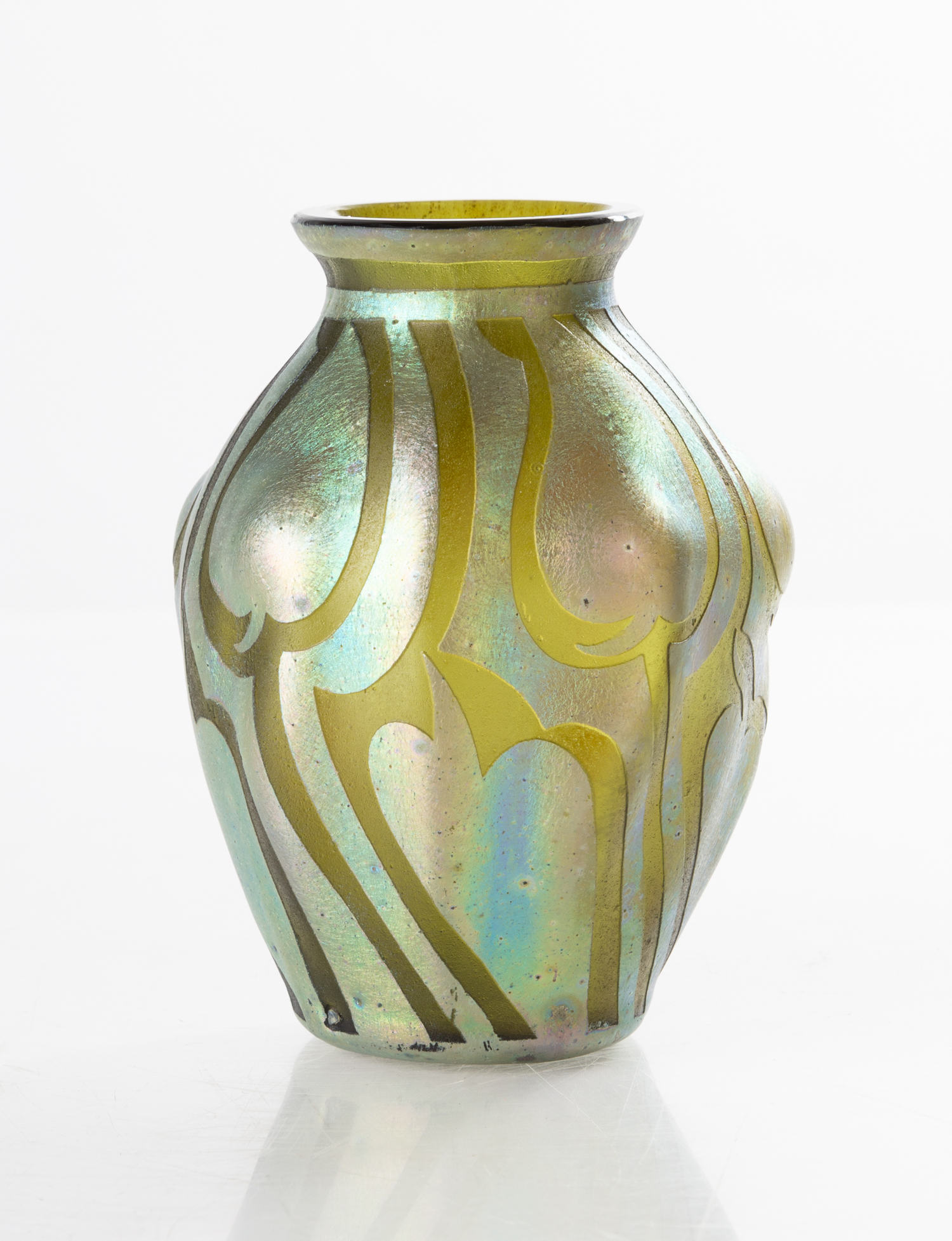 AUSTRIAN ACID ETCHED IRIDESCENT VASE