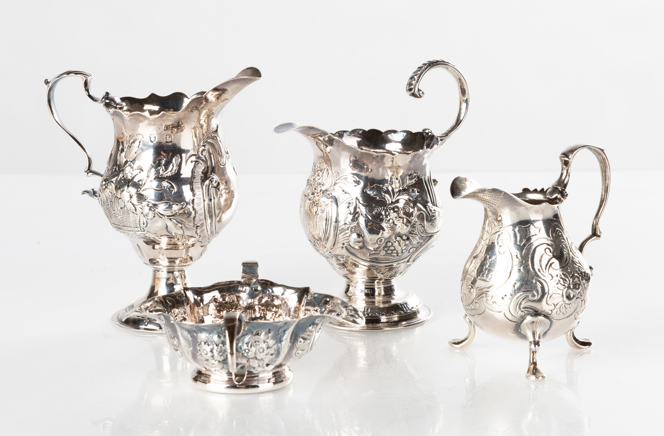 18TH CENTURY ENGLISH SILVER CREAMERS