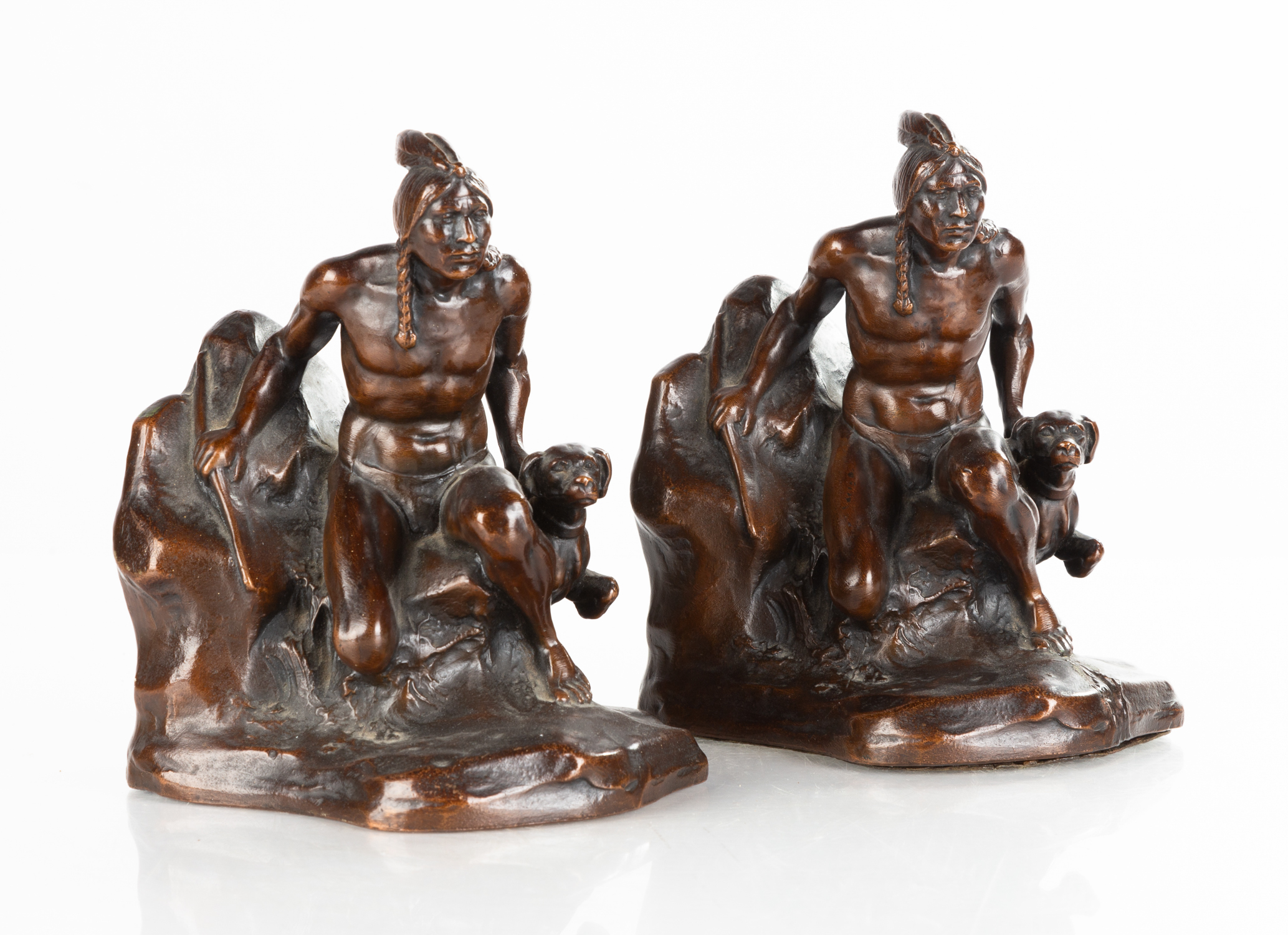 C VIETH BRONZE BOOKENDS OF NATIVE 2faf737