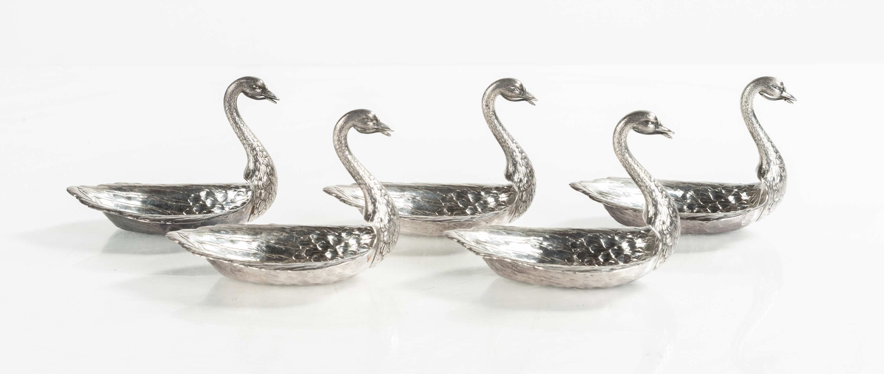 FIVE GORHAM STERLING SILVER SWAN FORM