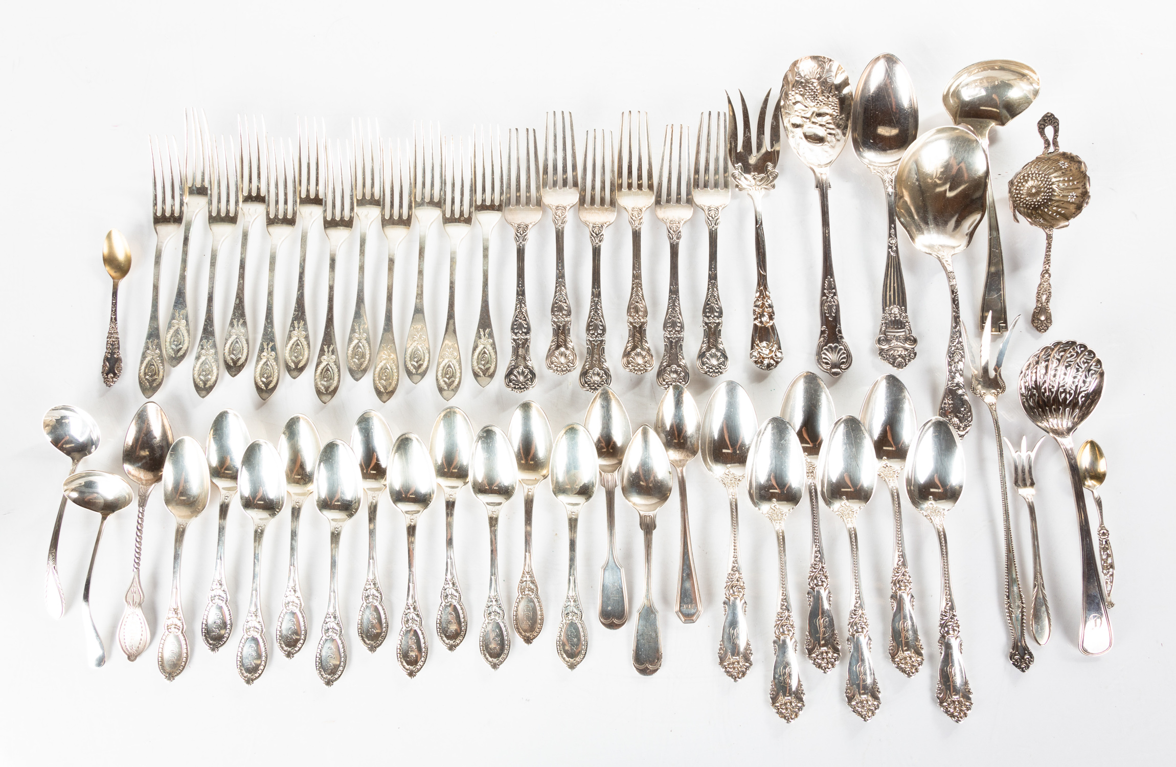 STERLING SILVER FLATWARE Including 10