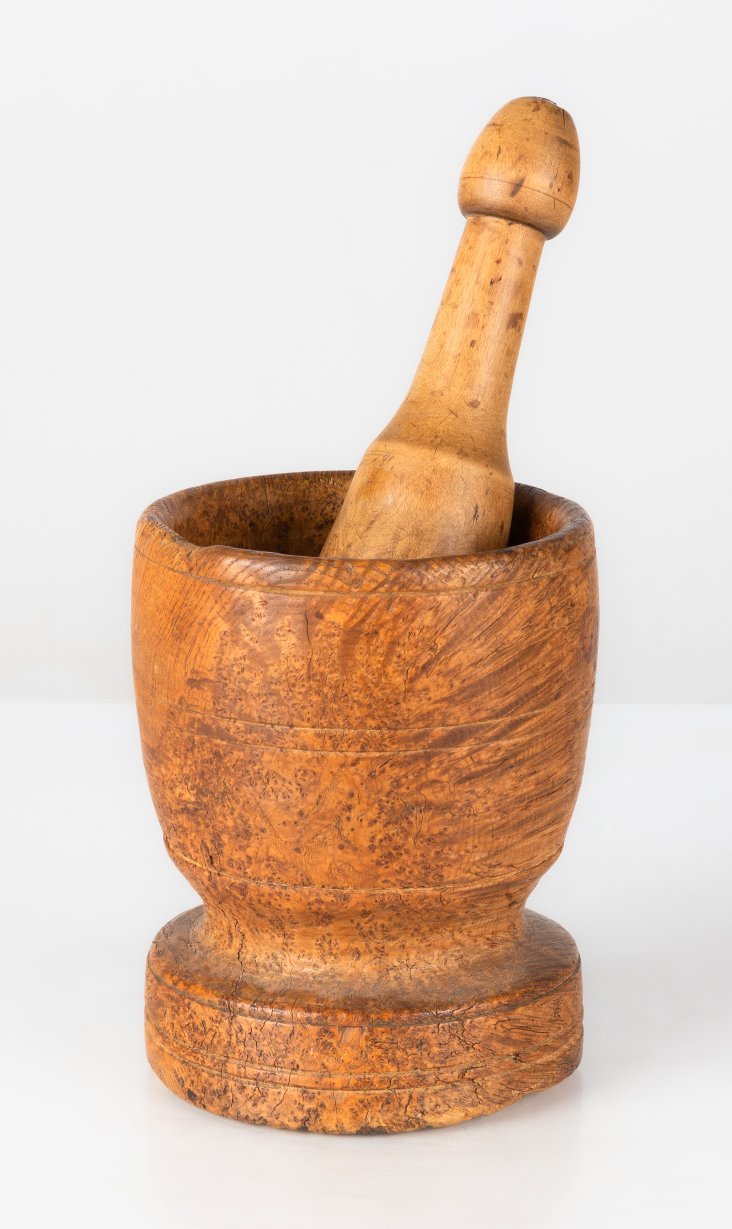 19TH CENTURY BURL WOOD MORTAR AND 2faf82a