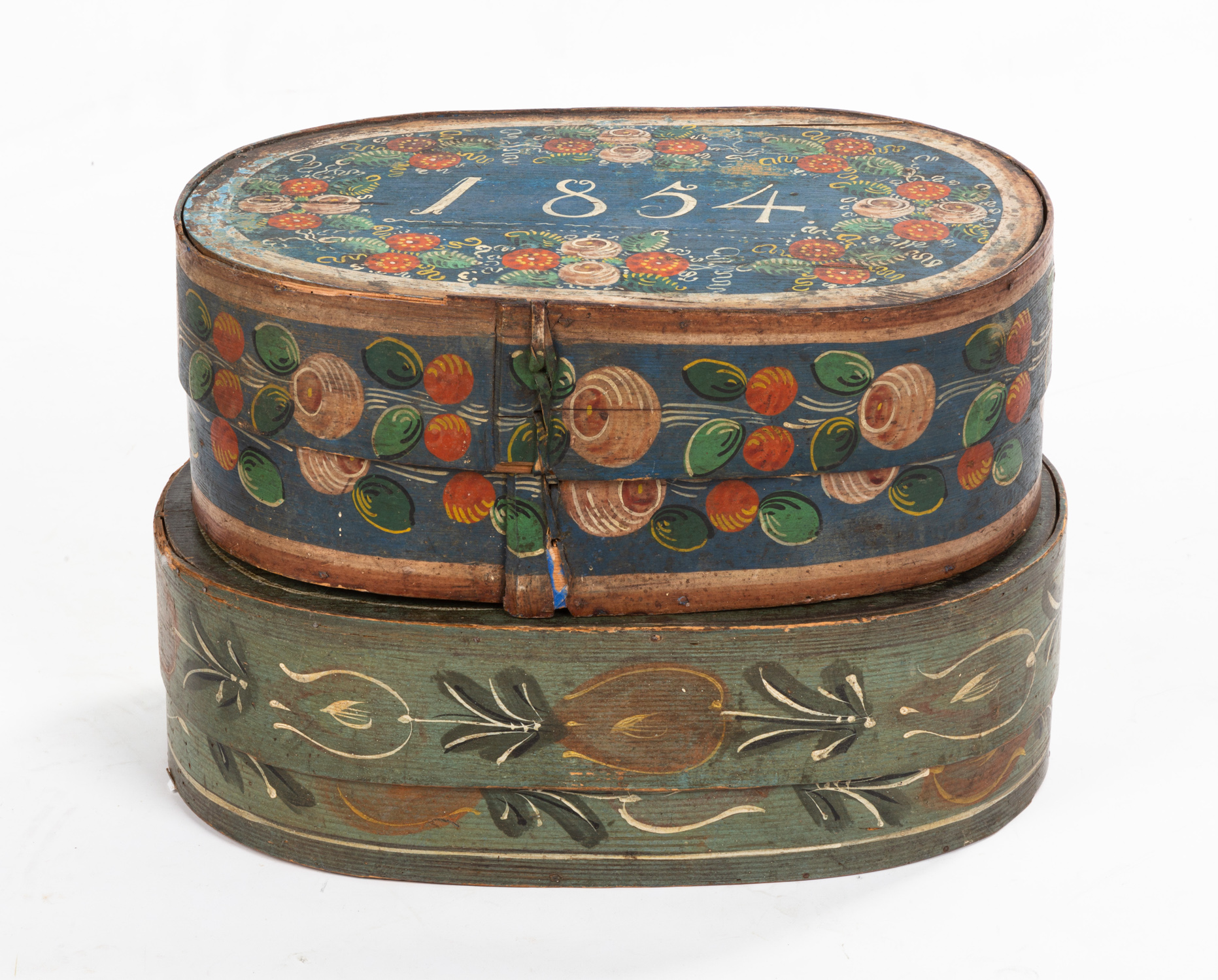 TWO PAINTED BRIDAL BOXES 19th century  2faf835