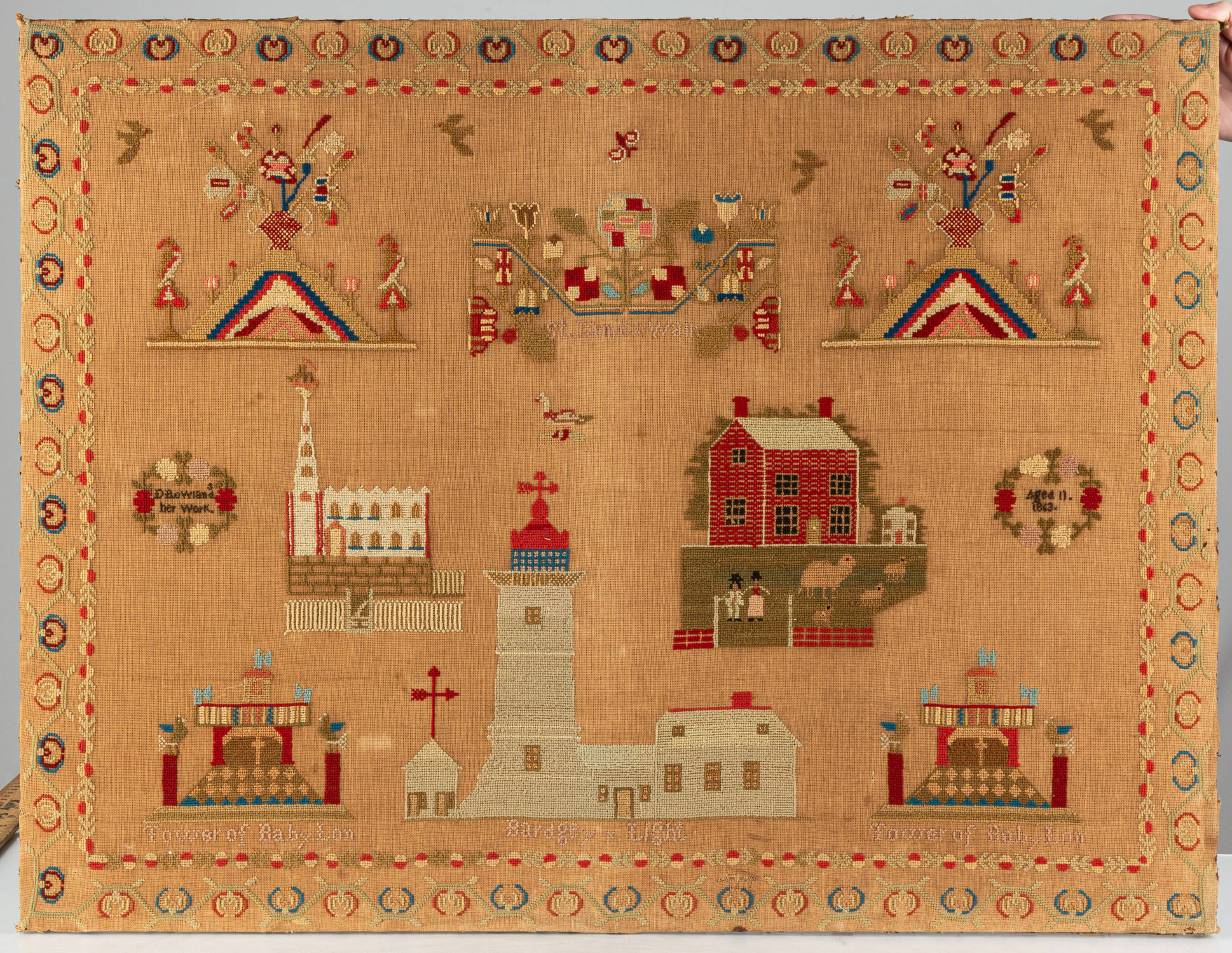 SAMPLER, 1863 D. Bowland, aged 11, 1863.