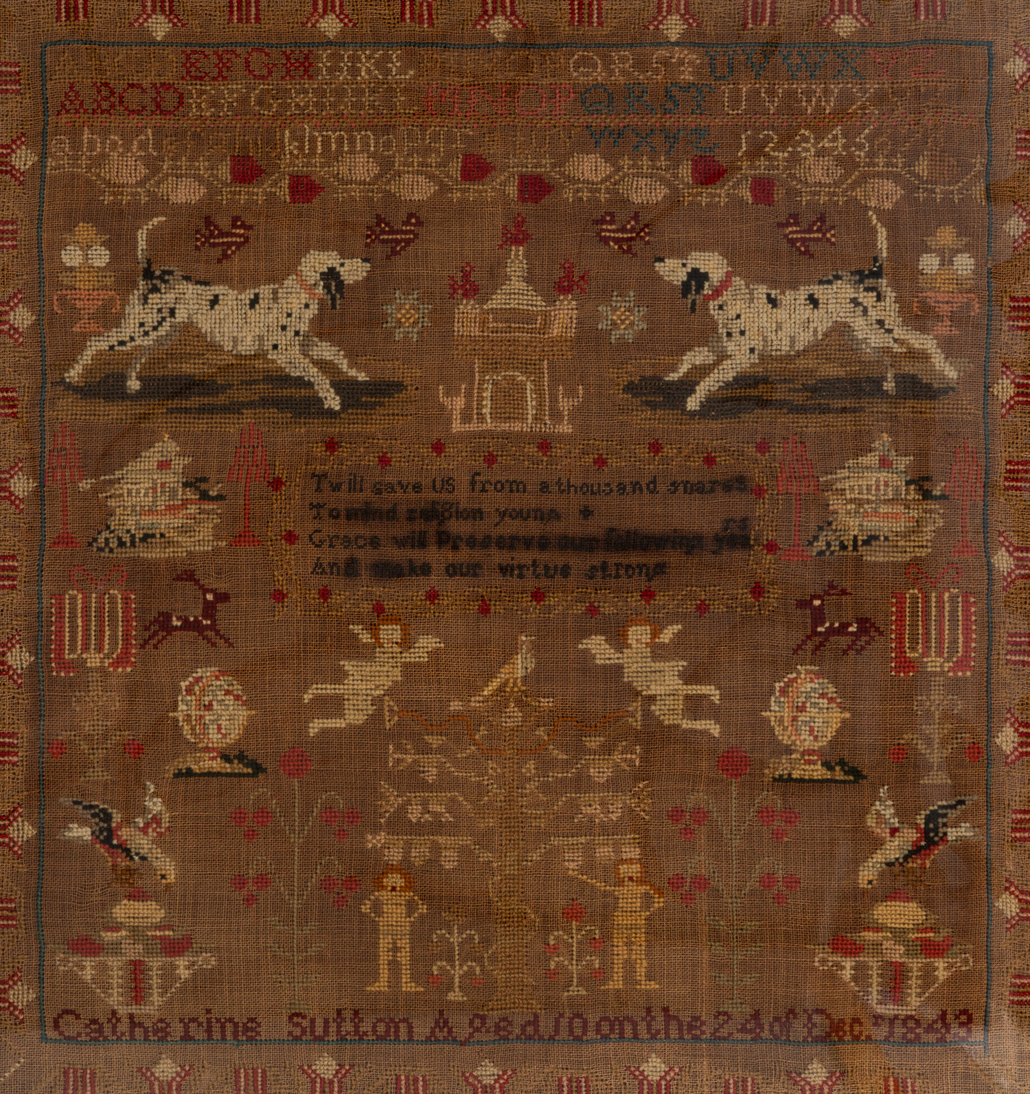 CATHERINE SUTTON SAMPLER, 1843 With