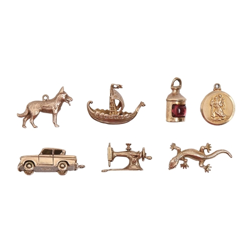 Seven 9ct gold charms to include 2faf925