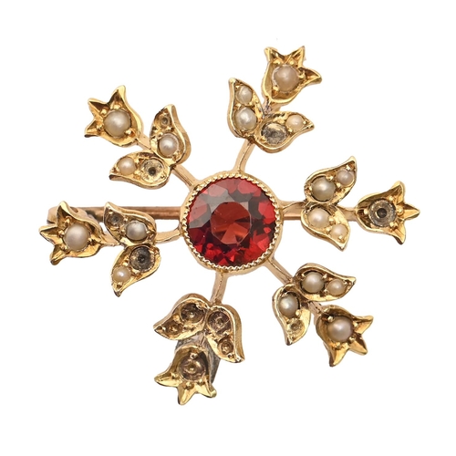 A garnet and split pearl brooch pendant  2faf987