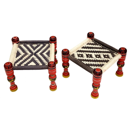 A pair of painted wood stools  2fafc2a