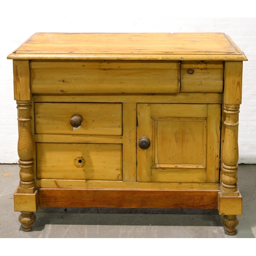 A Victorian waxed pine chiffonier, 99cm