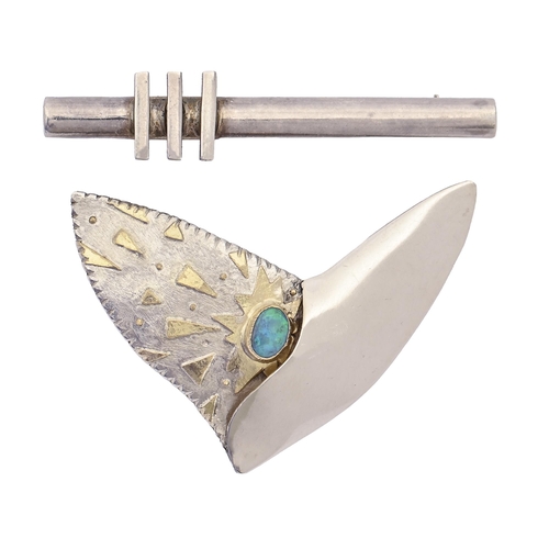 A modernist opal brooch in silver  2fafcd9