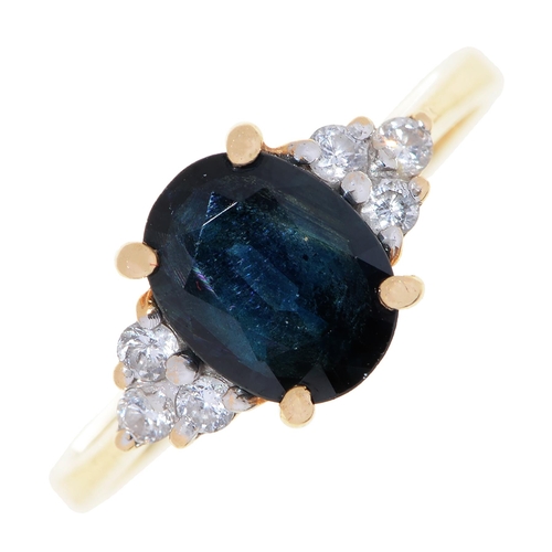 A sapphire and diamond ring, in gold