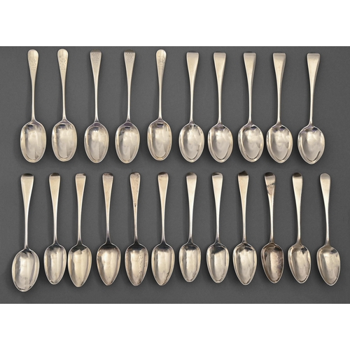 Twenty-two silver dessert spoons, George