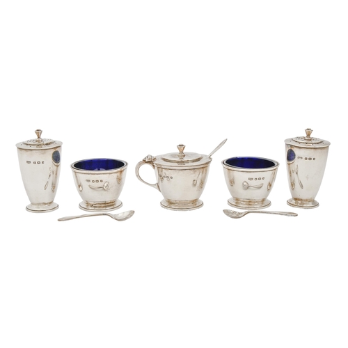 An Edwardian VIII five piece silver