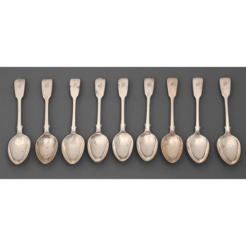 A set of nine Victorian silver teaspoons,