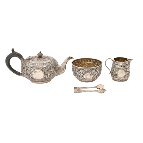 A Victorian silver repousse tea 2fafdad