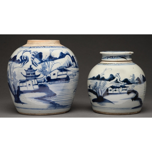 Two Chinese blue and white ginger jars