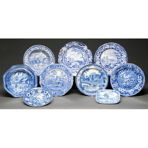 Nine English blue printed earthenware 2fafdd9