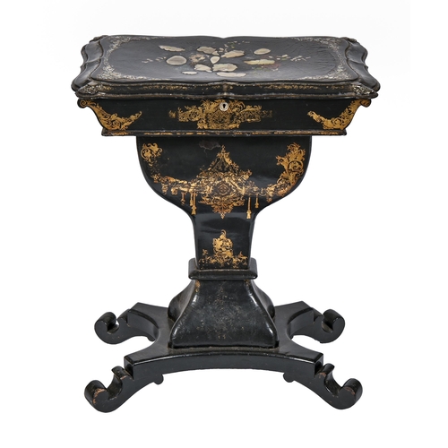 A Victorian papier mache work table,