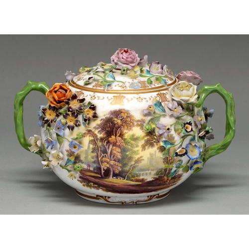 A Minton floral encrusted Globe vase